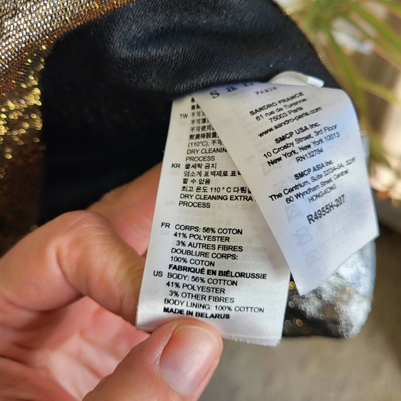 Sandro Metallic Off-the-Shoulder A-line Mini Dress - Gold - Picture 10 of 13